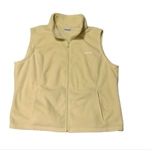 COLUMBIA WOMEN'S SIZE 2XL FLEECE YELLOW FULL FRONT ZIPPER POCKET VEST